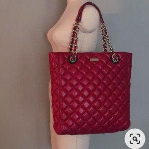 Kate Spade Gold Coast Sierra Red Quilted Tote Bag